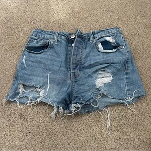 Blue Ripped Jean Shorts